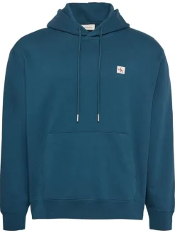 Sweat en coton nuit uni avec une coupe droite et une capuche