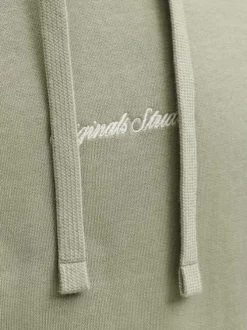 Sweat en coton olive à coupe droite pourvu d'un col à capuche