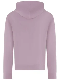 Sweat en coton rose uni avec une coupe droite et un col à capuche