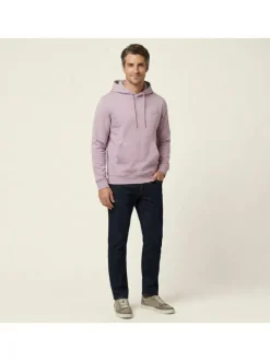 Sweat en coton rose uni avec une coupe droite et un col à capuche