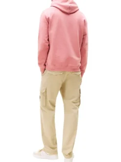 Sweat en coton rose uni avec une coupe droite et un col à capuche