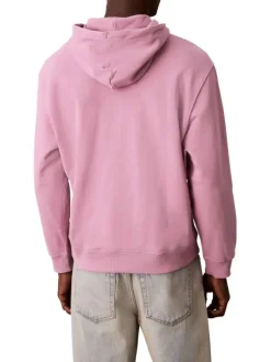 Sweat en coton rose uni avec une coupe droite et une capuche