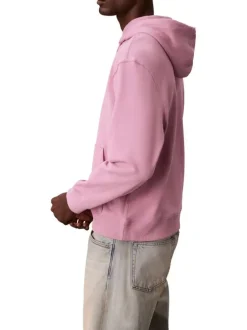 Sweat en coton rose uni avec une coupe droite et une capuche