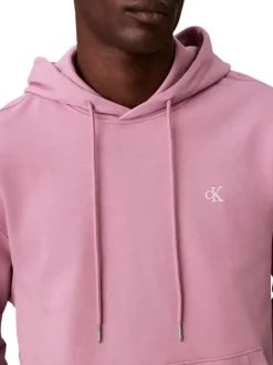 Sweat en coton rose uni avec une coupe droite et une capuche