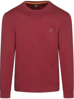 Sweat en coton rouge uni avec logo iconique et une coupe droite