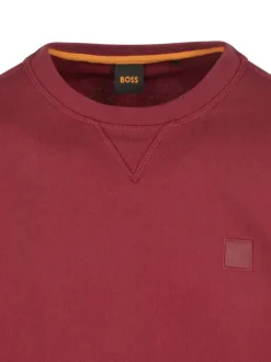 Sweat en coton rouge uni avec logo iconique et une coupe droite