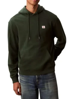 Sweat en coton sapin uni avec une coupe droite et un col à capuche