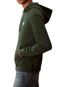 Sweat en coton sapin uni avec une coupe droite et un col à capuche
