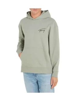 Sweat en coton tilleul uni coupe droite avec un col à capuche