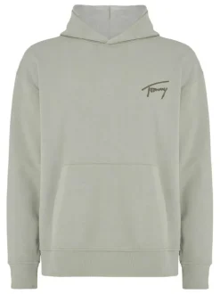 Sweat en coton tilleul uni coupe droite avec un col à capuche