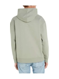 Sweat en coton tilleul uni coupe droite avec un col à capuche