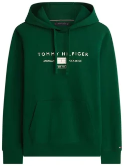 Sweat en coton vert à coupe ajustée pourvu d'un col à capuche