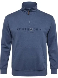 Sweat Grande Taille en coton bleu uni à coupe droite et col camionneur