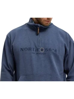 Sweat Grande Taille en coton bleu uni à coupe droite et col camionneur