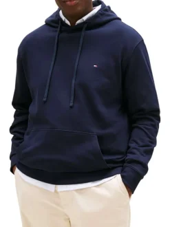 Sweat grande taille en coton marine avec une coupe ajustée et un col à capuch