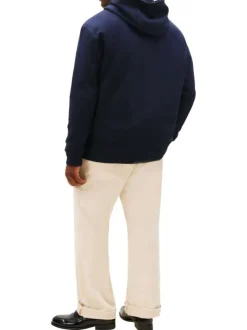 Sweat grande taille en coton marine avec une coupe ajustée et un col à capuch