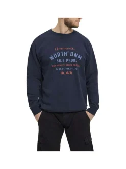 Sweat Grande Taille en coton marine droit à col rond et manches longues
