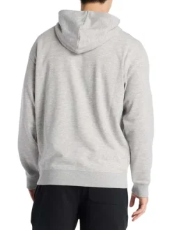 Sweat gris avec un imprimé un col à capuche et une coupe droite