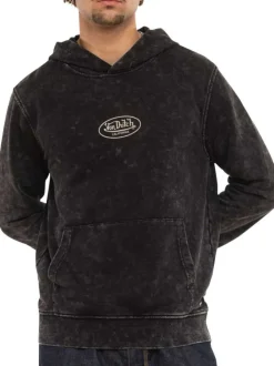 Sweat gris foncé uni avec une coupe droite et un col à capuche