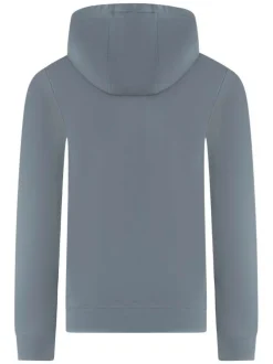 Sweat gris uni à coupe droite avec un col à capuche et logo en relief