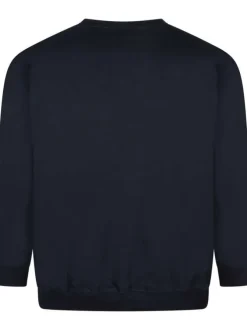 Sweat homme marine uni avec un col rond et des manches longues