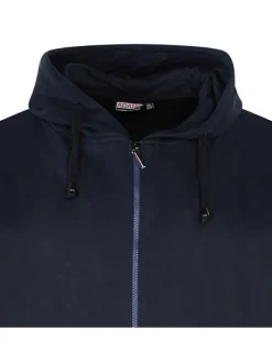 Sweat homme marine uni à fermeture zippée et un col à capuche