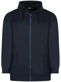 Sweat homme marine uni à fermeture zippée et un col à capuche