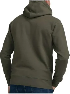 Sweat kaki avec imprimé de la marque à coupe droite et col à capuche