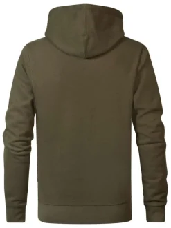 Sweat kaki avec imprimé de la marque à coupe droite et col à capuche