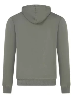 Sweat manches longues kaki uni avec une coupe droite et un col à capuche