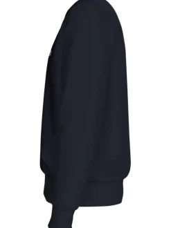 Sweat marine avec une coupe droite et un col rond et nom de la marque