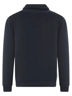 Sweat marine côtelé avec un col montant zippé et des manches longues