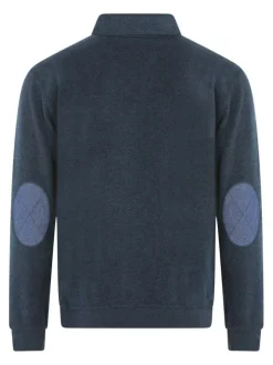 Sweat marine moucheté avec un col polo et des manches longues