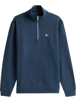 Sweat marine uni avec une coupe droite et un col camionneur