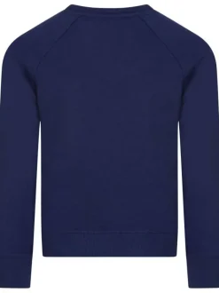 Sweat marine uni coupe droite avec logo batwing col rond à manches longues
