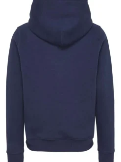 Sweat marine uni pour femme avec petit logo Tommy Hilfiger coupe droite