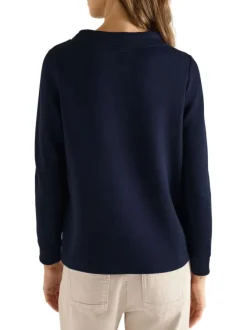 Sweat marine uni pourvu d'une coupe droite et d'un col montant