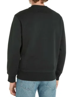 Sweat noir avec une coupe regular fit un col rond et monogramme vert brodé