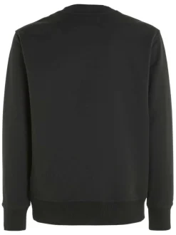 Sweat noir avec une coupe regular fit un col rond et monogramme vert brodé
