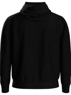Sweat noir imprimé avec une coupe droite et à capuche ajustable