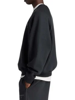 Sweat noir imprimé logo avec une coupe droite et un col rond