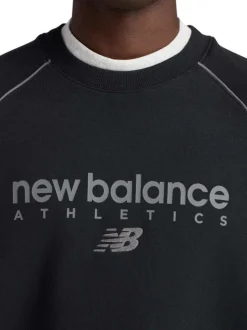 Sweat noir imprimé logo avec une coupe droite et un col rond
