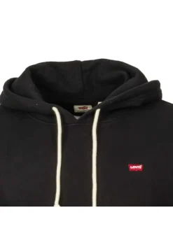 Sweat noir uni à capuche avec logo de la marque