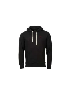 Sweat noir uni à capuche avec logo de la marque