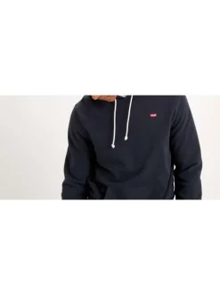 Sweat noir uni à capuche avec logo de la marque