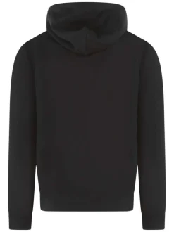 Sweat noir uni à coupe droite avec un col à capuche et imprimé logo