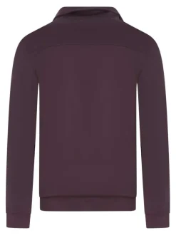 Sweat prune uni avec un col camionneur et le petit logo en gomme
