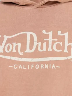 Sweat rose avec un imprimé une coupe droite et un col à capuche