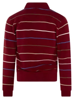 Sweat rouge rayé coupe ajustée col camionneur avec une poche raglan zippée