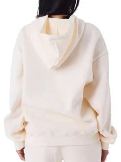 Sweat-shirt écru uni à poche kangourou avec un col à capuche